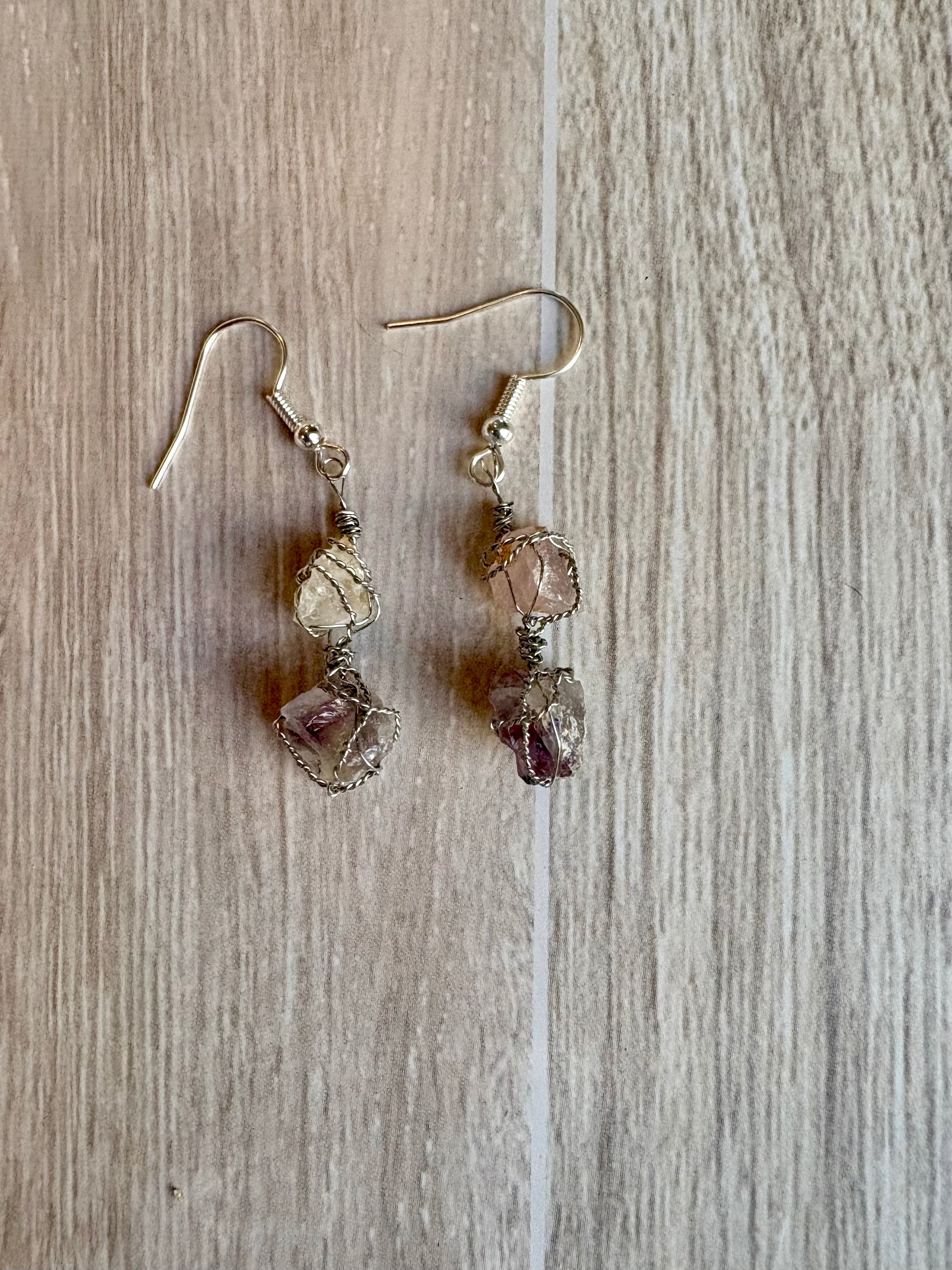 Amethyst and Fire Quartz Earrings