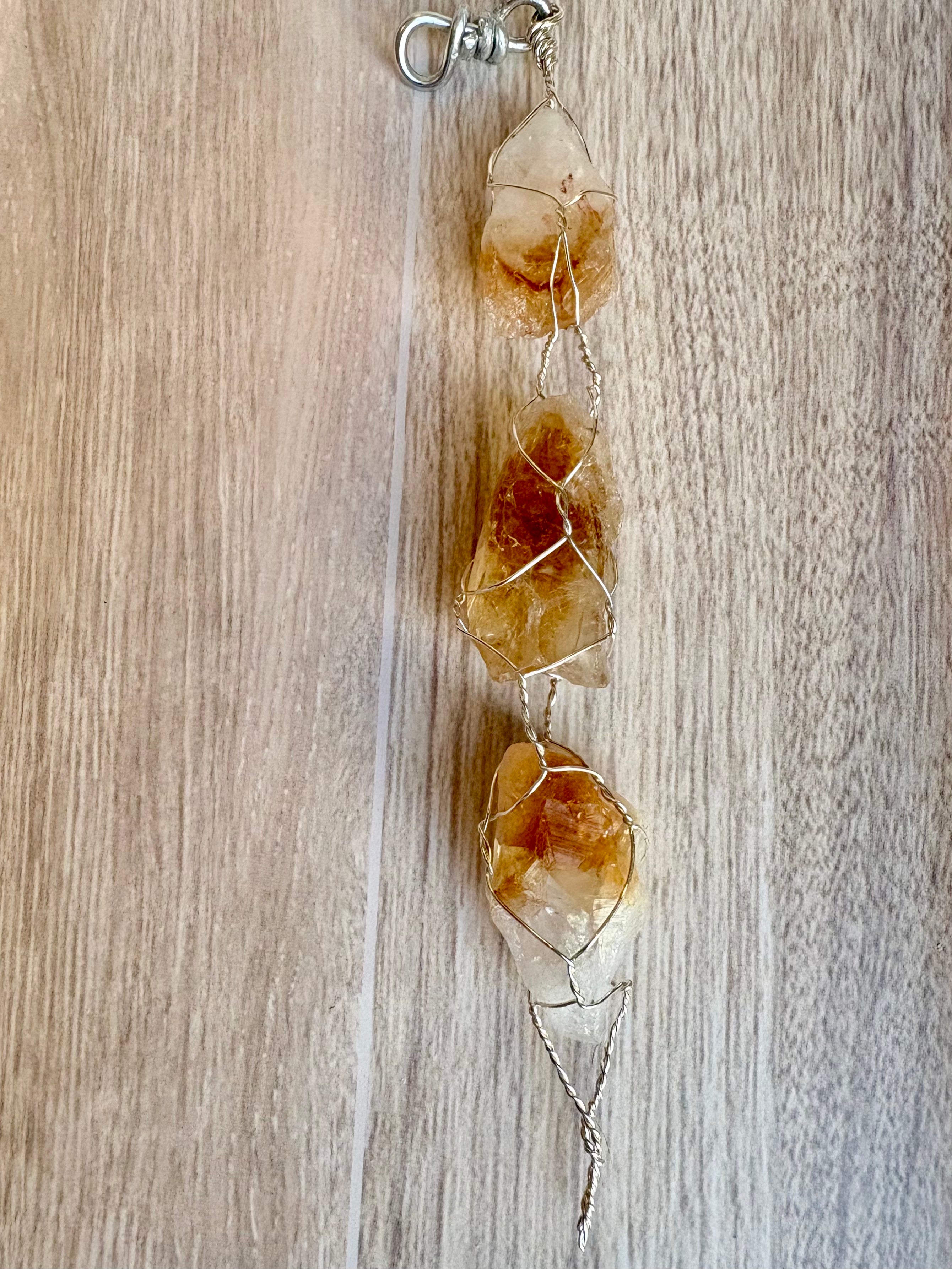 Citrine Wire Wrapped Hanging Charm